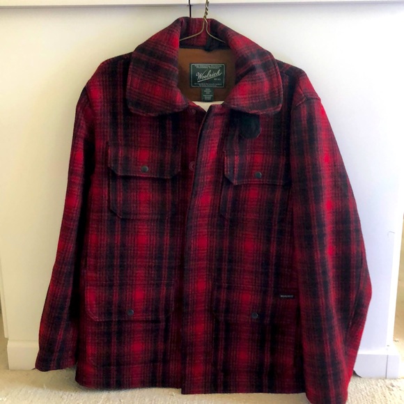 WOOLRICH JACKET RED AND BLACK PLAID WOOL JACKET LIKE NEW! PRISTINE MEN'S M - Picture 2 of 13